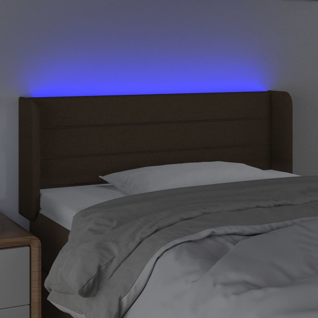 Hoofdbord LED 93x16x78/88 cm stof donkerbruin is nu te koop bij PeponiXL, paradijselijk wonen!