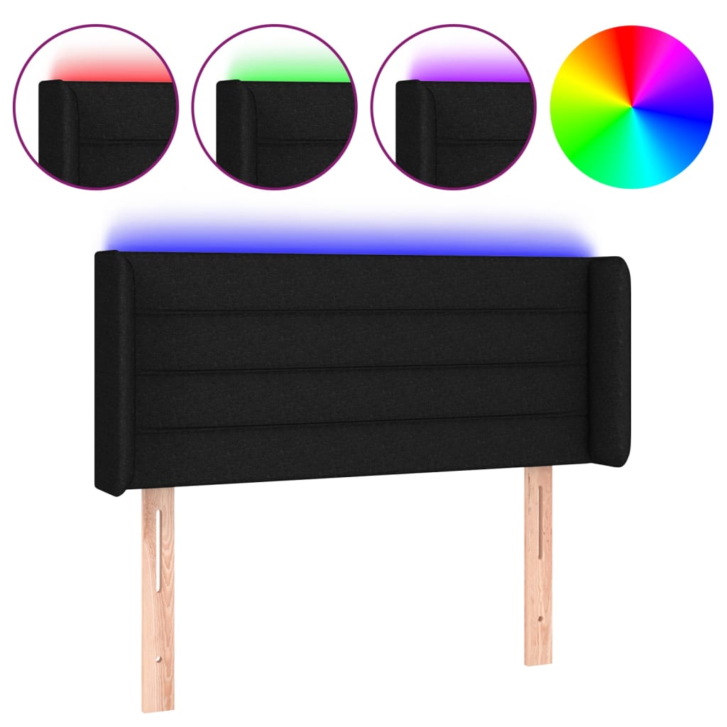 Hoofdbord LED 103x16x78/88 cm stof zwart is nu te koop bij PeponiXL, paradijselijk wonen!