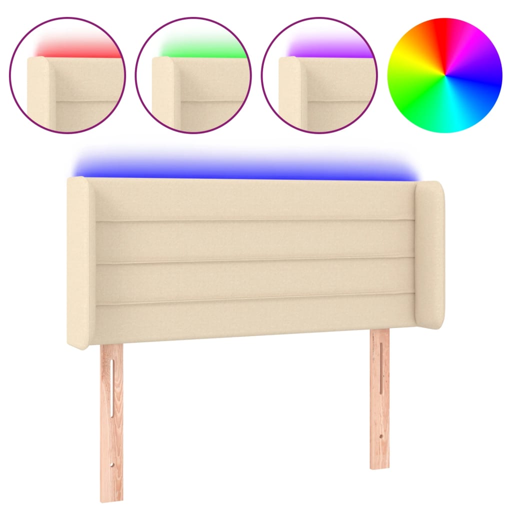 Hoofdbord LED 103x16x78/88 cm stof crèmekleurig is nu te koop bij PeponiXL, paradijselijk wonen!