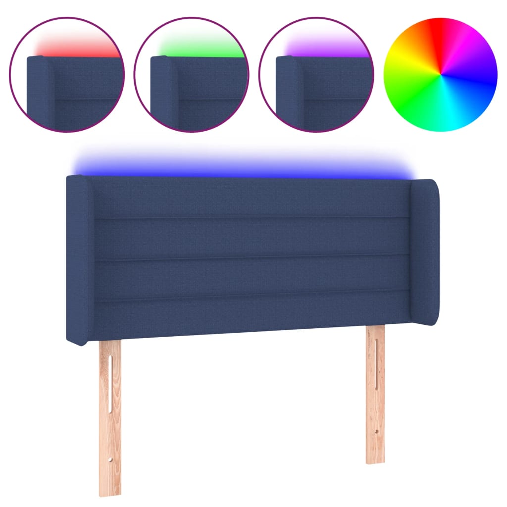 Hoofdbord LED 103x16x78/88 cm stof blauw is nu te koop bij PeponiXL, paradijselijk wonen!