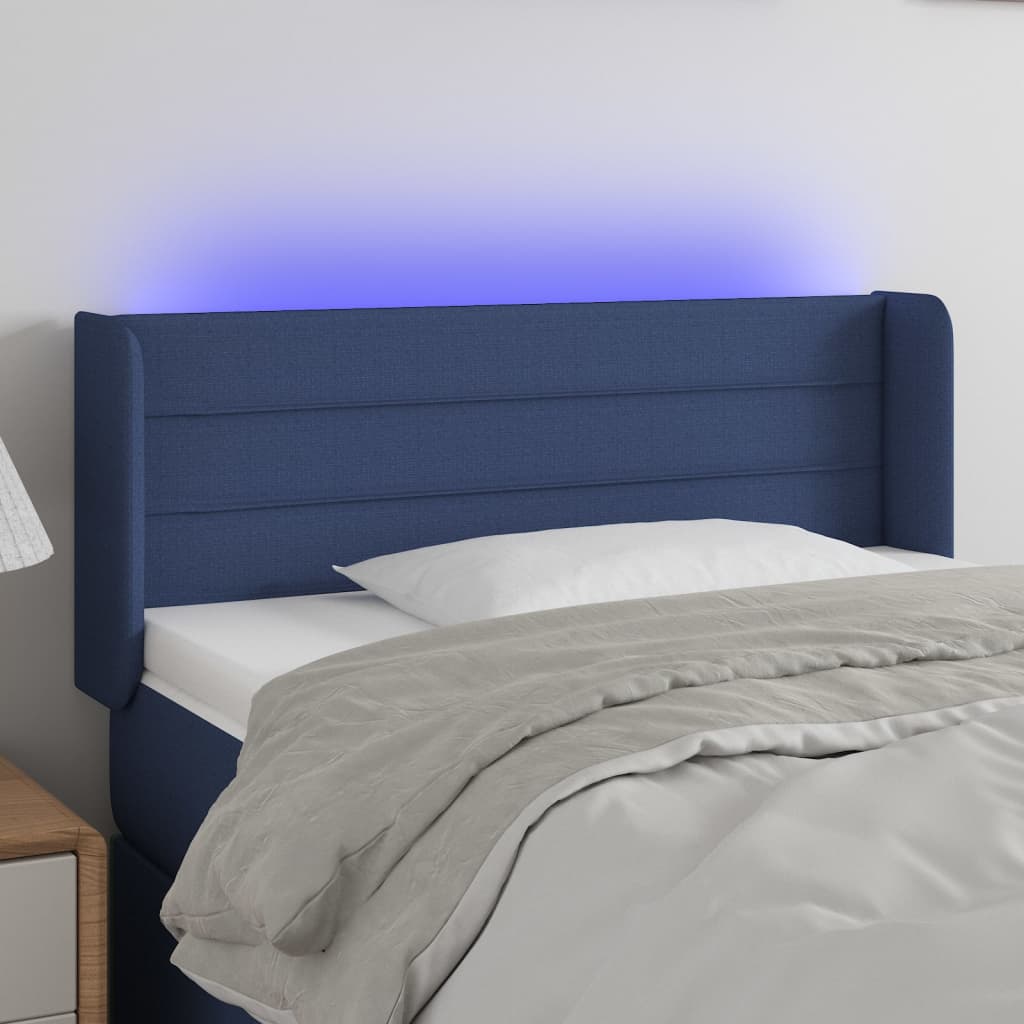 Hoofdbord LED 103x16x78/88 cm stof blauw is nu te koop bij PeponiXL, paradijselijk wonen!