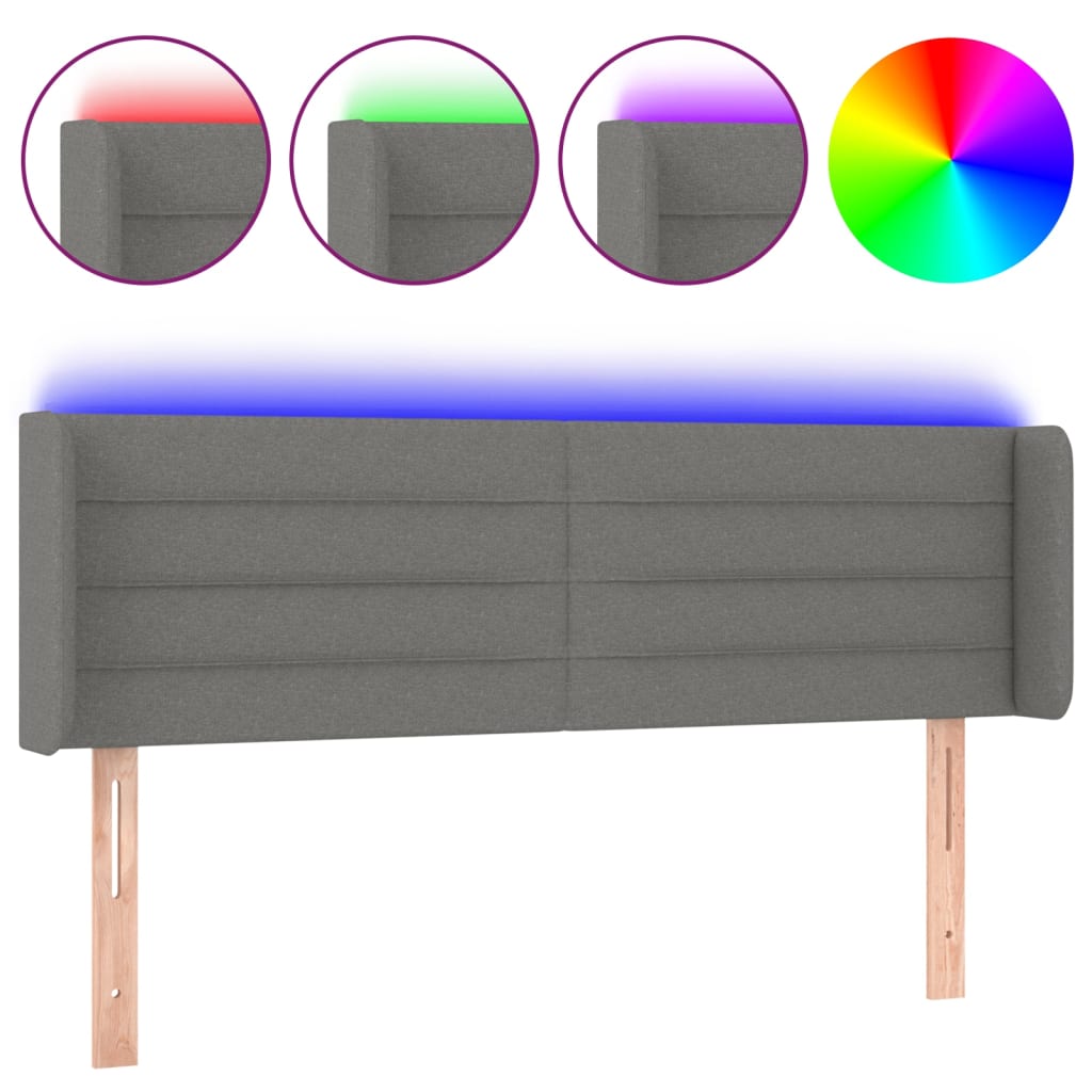 Hoofdbord LED 147x16x78/88 cm stof donkergrijs is nu te koop bij PeponiXL, paradijselijk wonen!