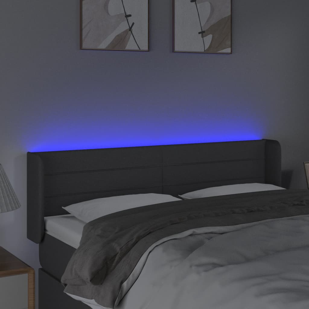 Hoofdbord LED 147x16x78/88 cm stof donkergrijs is nu te koop bij PeponiXL, paradijselijk wonen!