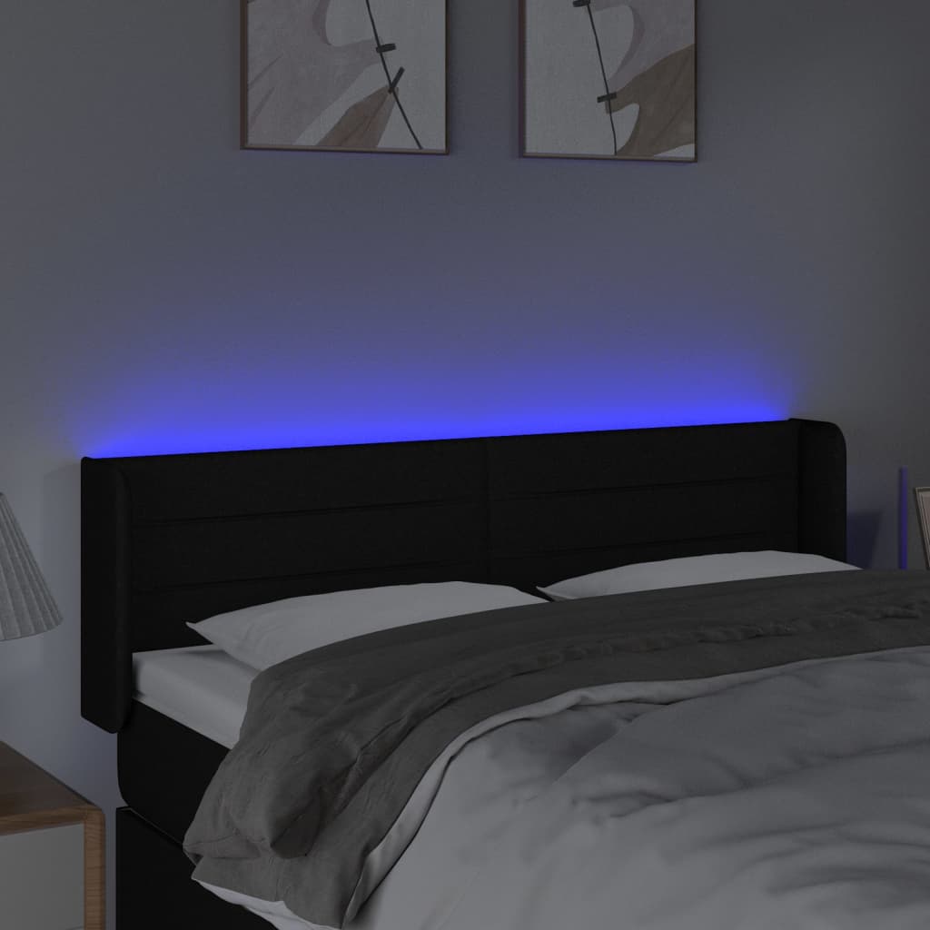Hoofdbord LED 147x16x78/88 cm stof zwart is nu te koop bij PeponiXL, paradijselijk wonen!