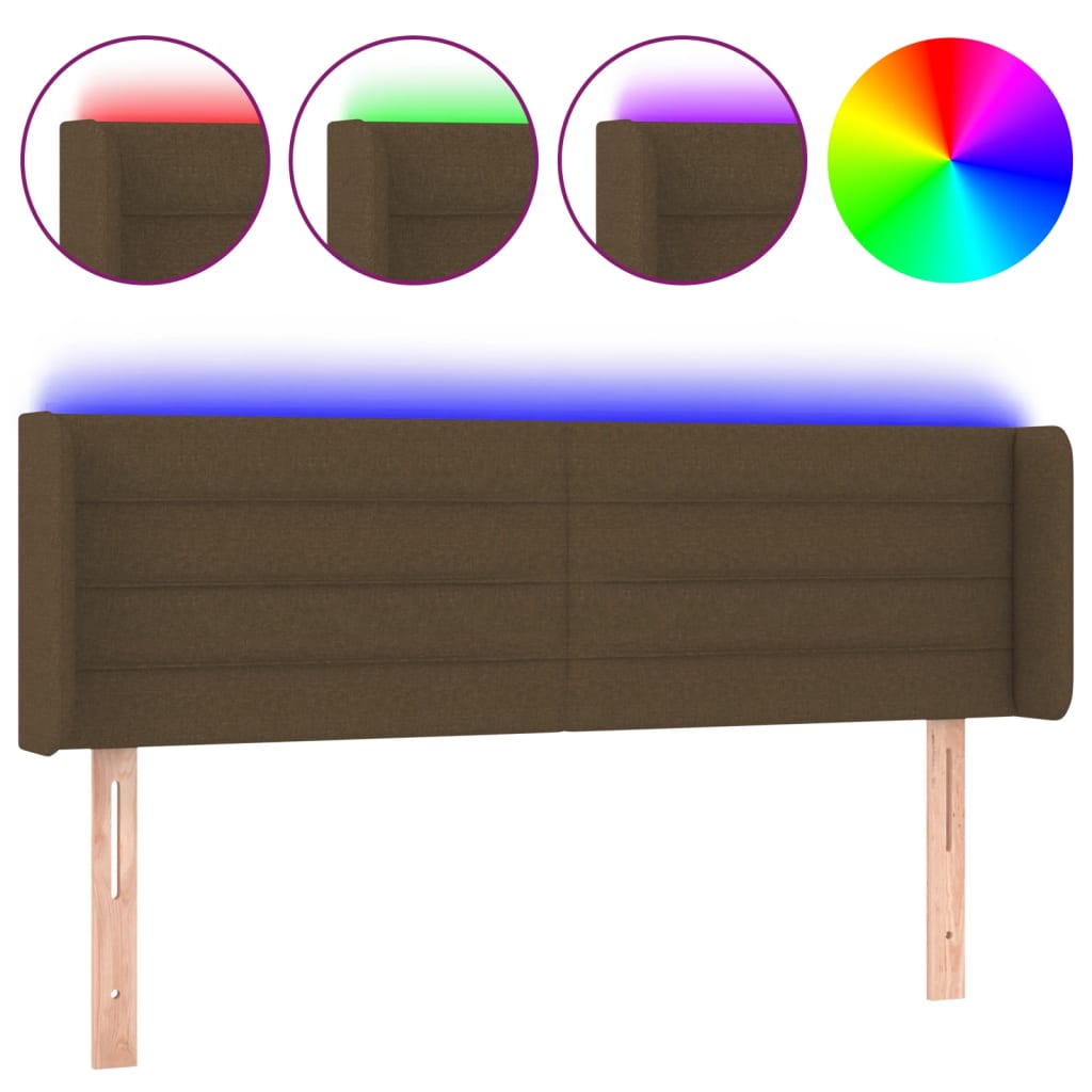 Hoofdbord LED 147x16x78/88 cm stof donkerbruin is nu te koop bij PeponiXL, paradijselijk wonen!