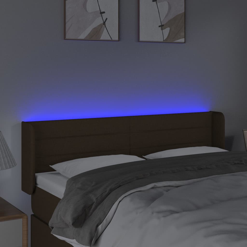 Hoofdbord LED 147x16x78/88 cm stof donkerbruin is nu te koop bij PeponiXL, paradijselijk wonen!