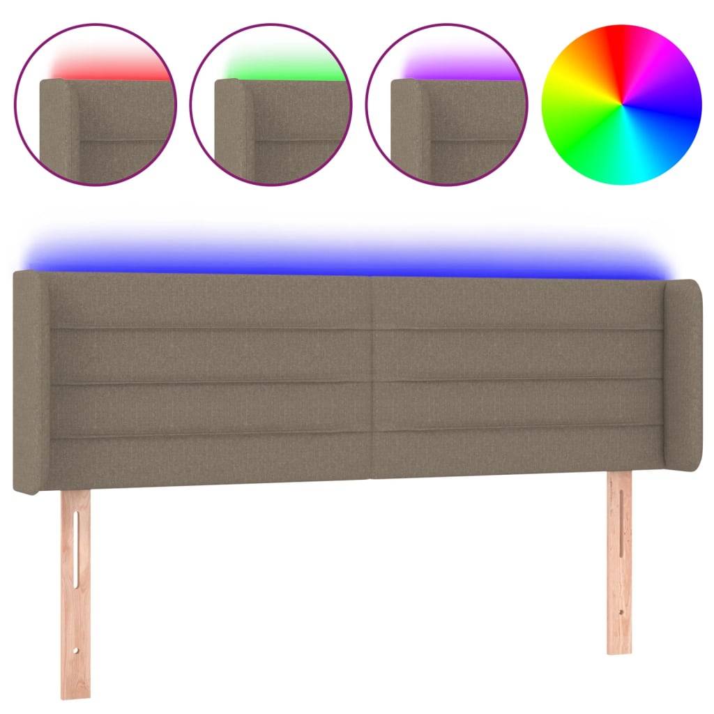 Hoofdbord LED 147x16x78/88 cm stof taupe is nu te koop bij PeponiXL, paradijselijk wonen!