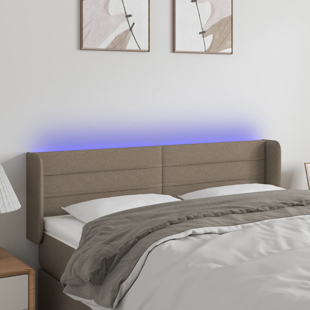Hoofdbord LED 147x16x78/88 cm stof taupe is nu te koop bij PeponiXL, paradijselijk wonen!