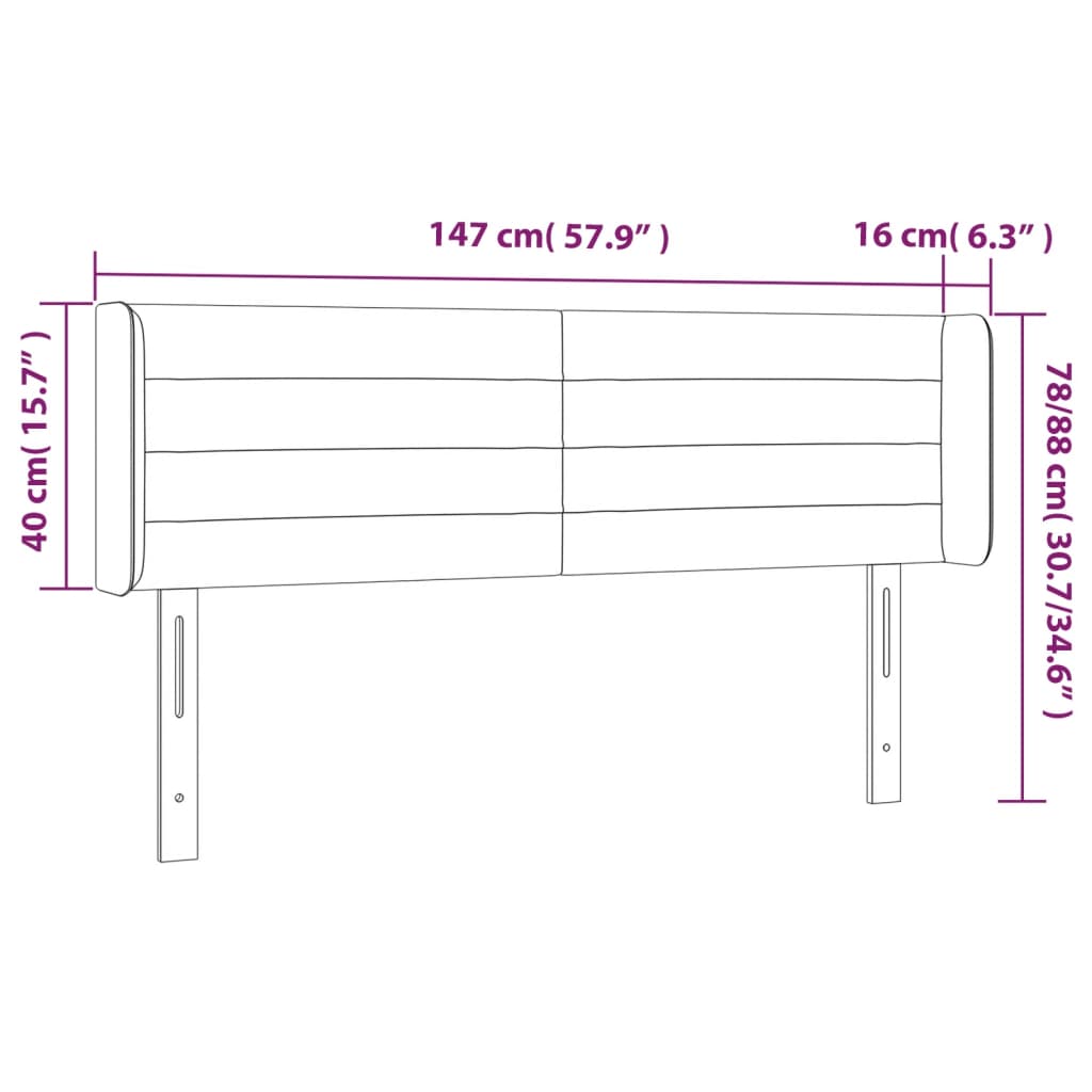 Hoofdbord LED 147x16x78/88 cm stof crèmekleurig is nu te koop bij PeponiXL, paradijselijk wonen!