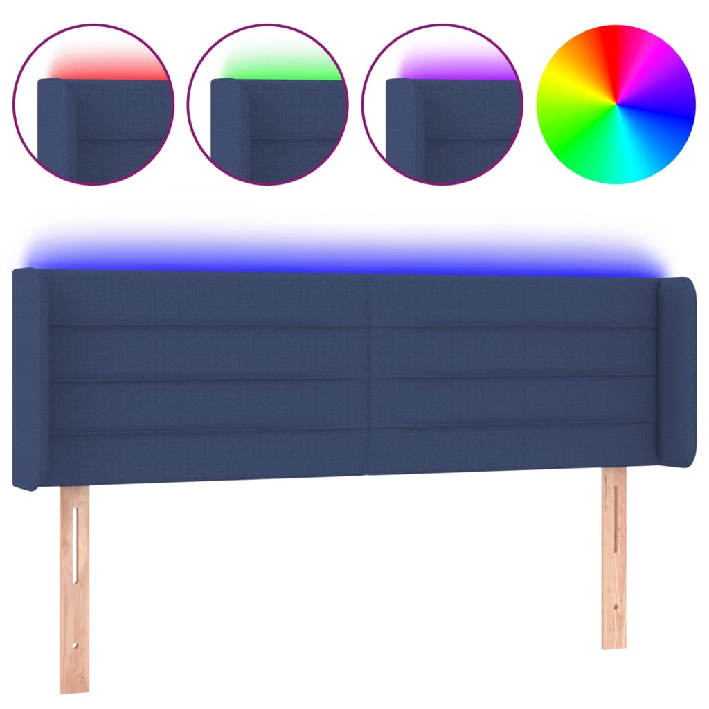 Hoofdbord LED 147x16x78/88 cm stof blauw is nu te koop bij PeponiXL, paradijselijk wonen!