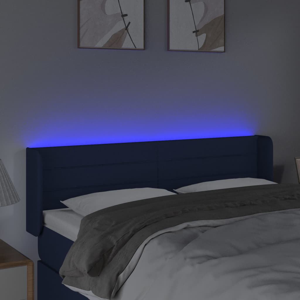 Hoofdbord LED 147x16x78/88 cm stof blauw is nu te koop bij PeponiXL, paradijselijk wonen!
