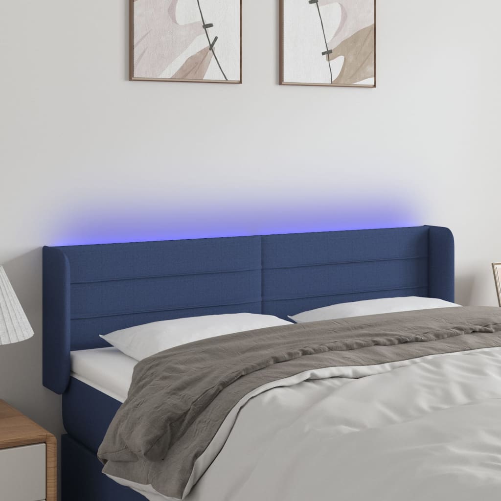 Hoofdbord LED 147x16x78/88 cm stof blauw is nu te koop bij PeponiXL, paradijselijk wonen!