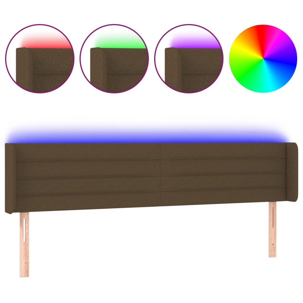 Hoofdbord LED 163x16x78/88 cm stof donkerbruin is nu te koop bij PeponiXL, paradijselijk wonen!
