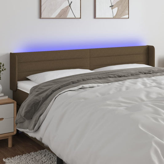 Hoofdbord LED 163x16x78/88 cm stof donkerbruin is nu te koop bij PeponiXL, paradijselijk wonen!