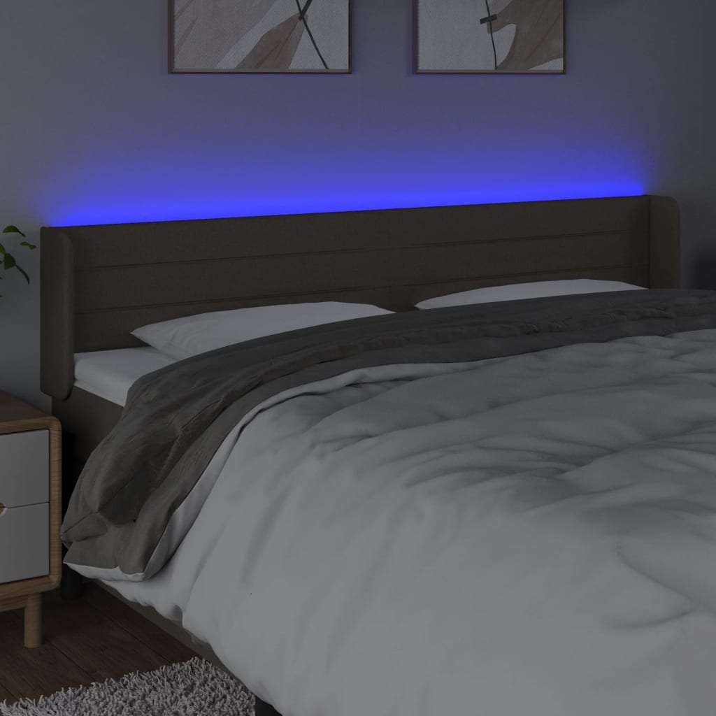 Hoofdbord LED 183x16x78/88 cm stof taupe is nu te koop bij PeponiXL, paradijselijk wonen!