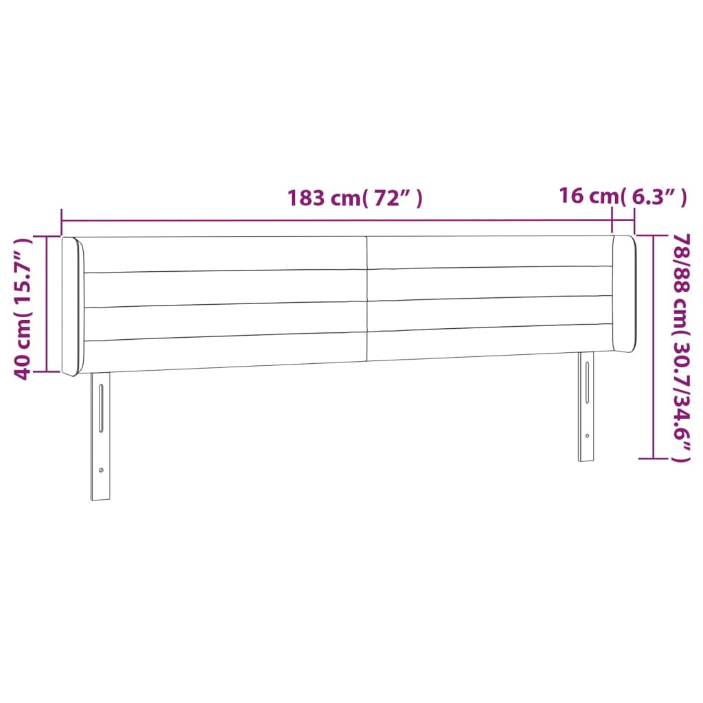Hoofdbord LED 183x16x78/88 cm stof taupe is nu te koop bij PeponiXL, paradijselijk wonen!