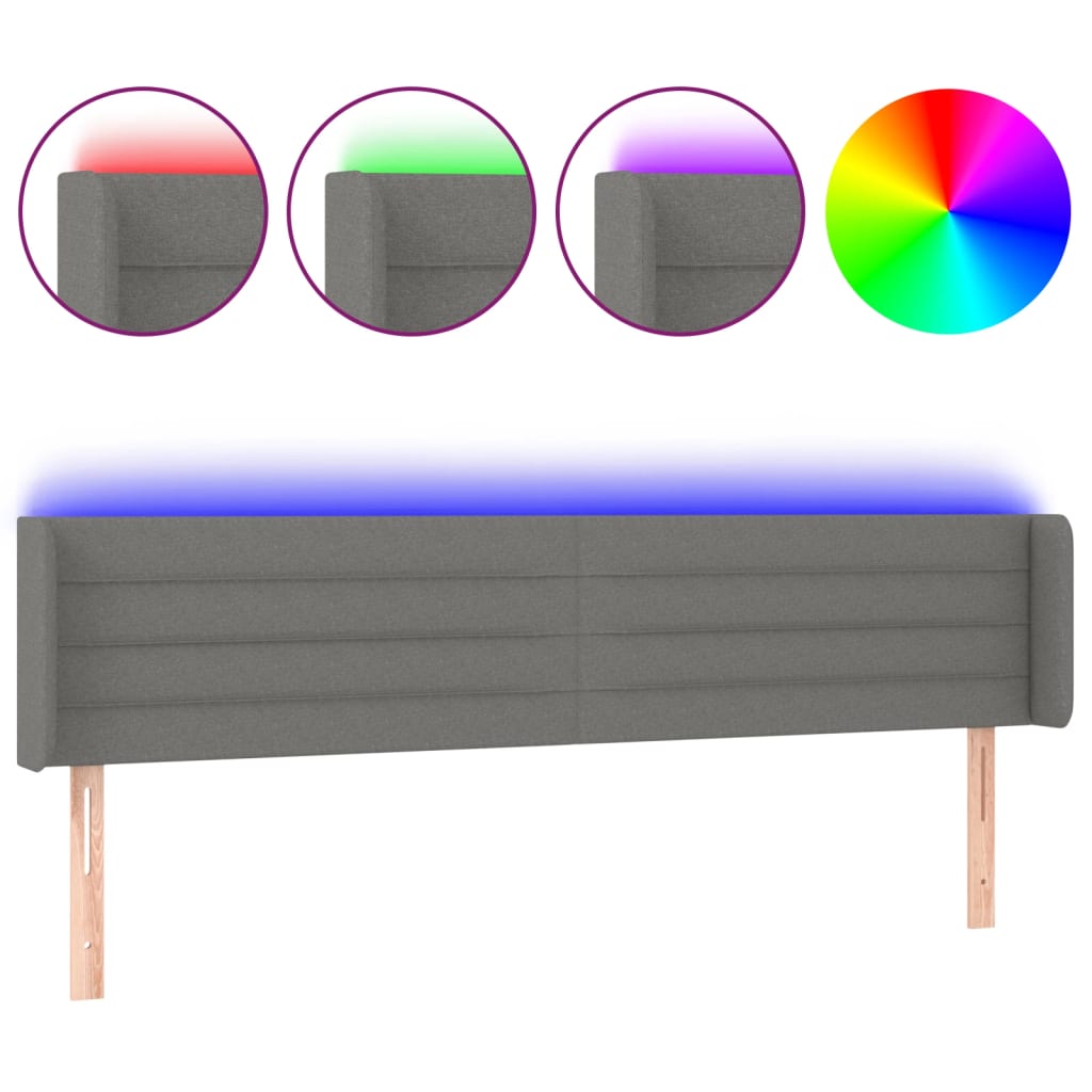 Hoofdbord LED 203x16x78/88 cm stof donkergrijs is nu te koop bij PeponiXL, paradijselijk wonen!