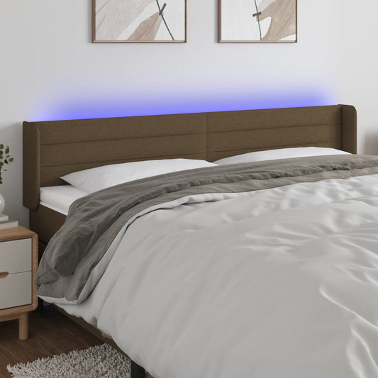 Hoofdbord LED 203x16x78/88 cm stof donkerbruin is nu te koop bij PeponiXL, paradijselijk wonen!