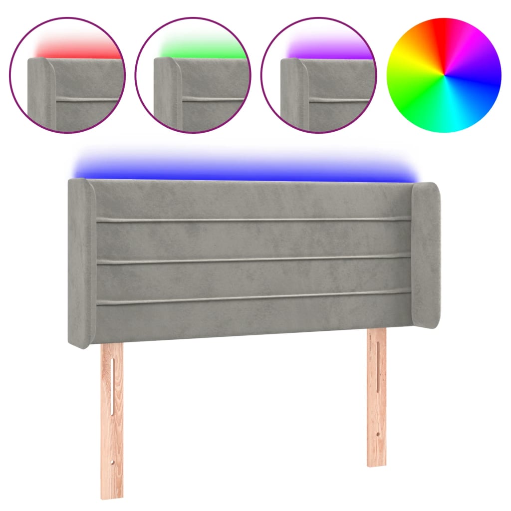 Hoofdbord LED 83x16x78/88 cm fluweel lichtgrijs is nu te koop bij PeponiXL, paradijselijk wonen!