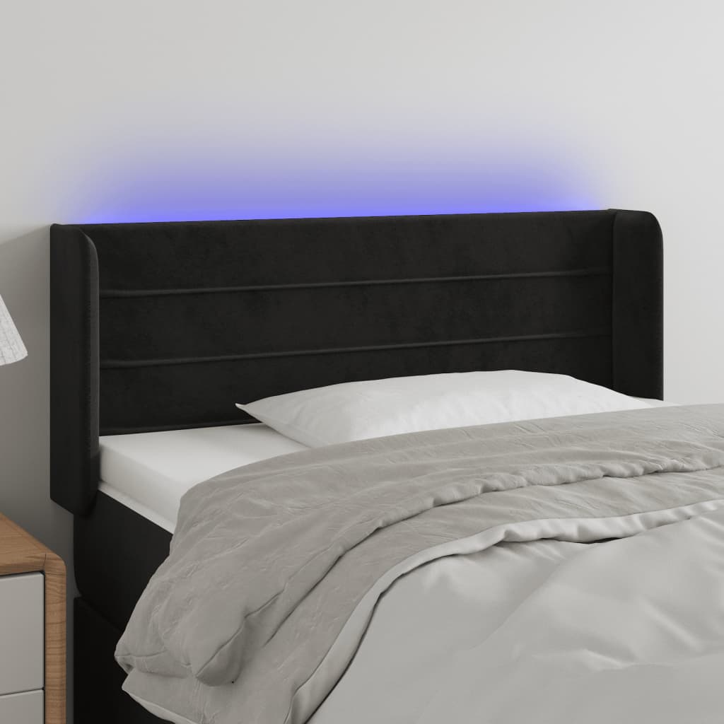Hoofdbord LED 83x16x78/88 cm fluweel zwart is nu te koop bij PeponiXL, paradijselijk wonen!