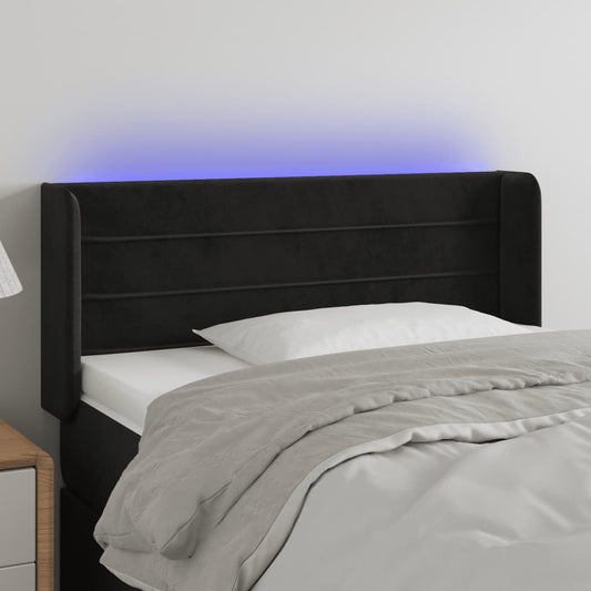 Hoofdbord LED 83x16x78/88 cm fluweel zwart is nu te koop bij PeponiXL, paradijselijk wonen!