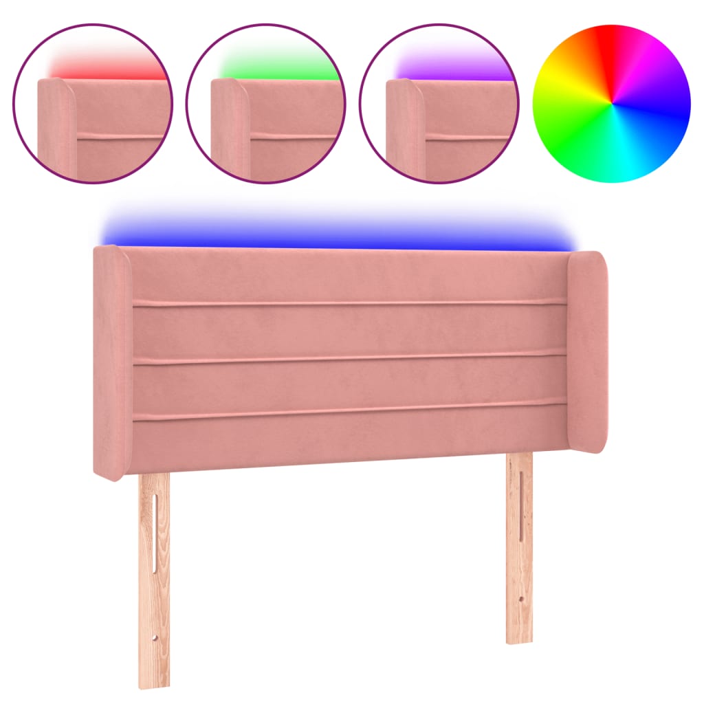 Hoofdbord LED 83x16x78/88 cm fluweel roze is nu te koop bij PeponiXL, paradijselijk wonen!