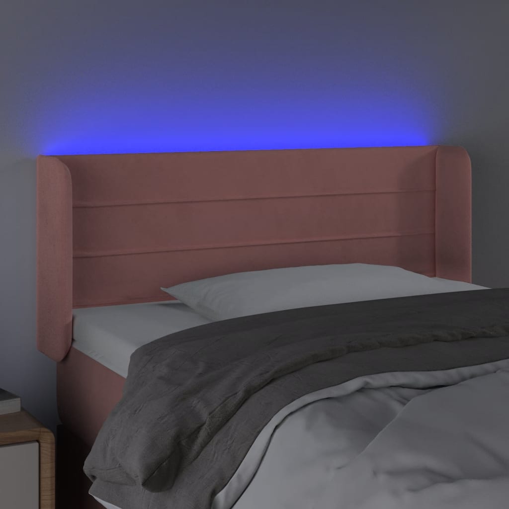 Hoofdbord LED 83x16x78/88 cm fluweel roze is nu te koop bij PeponiXL, paradijselijk wonen!