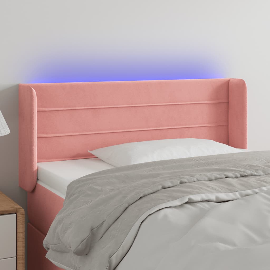 Hoofdbord LED 83x16x78/88 cm fluweel roze is nu te koop bij PeponiXL, paradijselijk wonen!