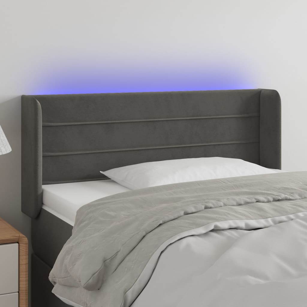 Hoofdbord LED 93x16x78/88 cm fluweel donkergrijs is nu te koop bij PeponiXL, paradijselijk wonen!