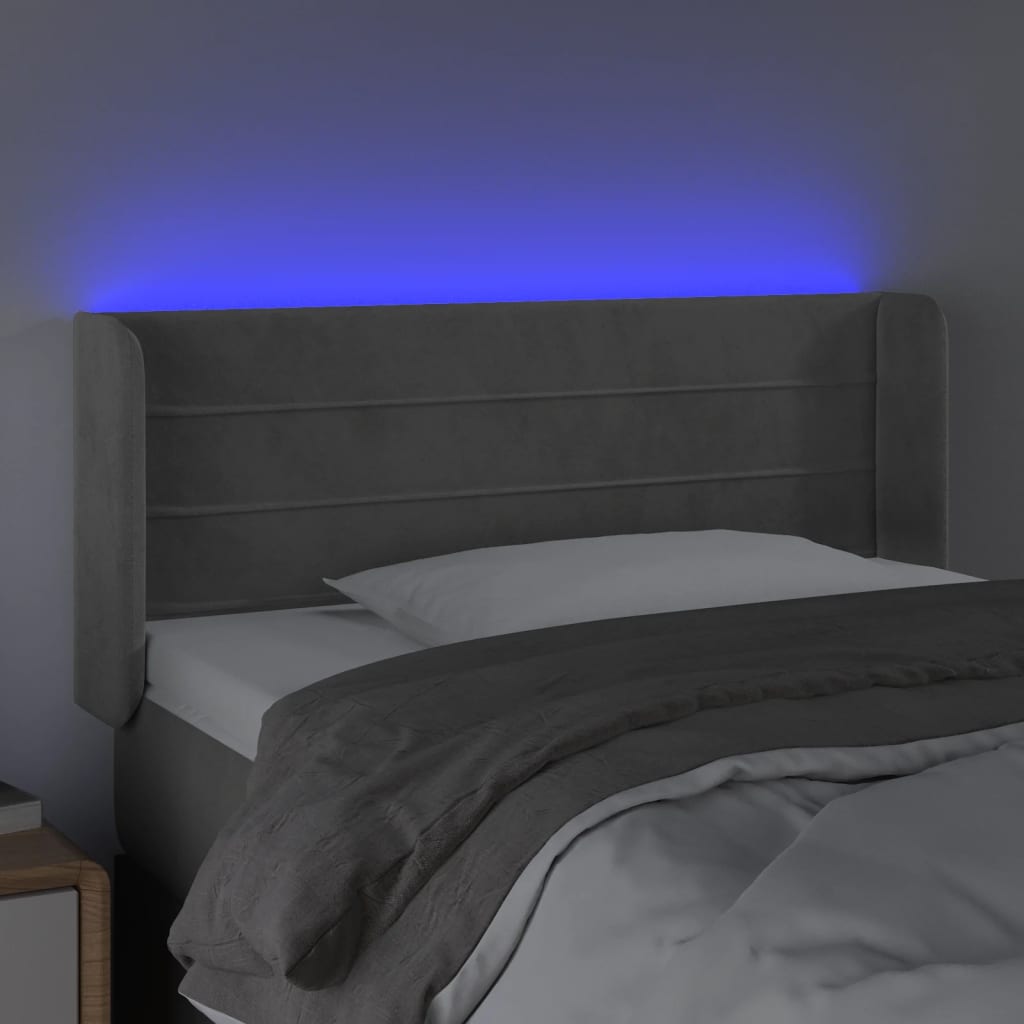 Hoofdbord LED 103x16x78/88 cm fluweel lichtgrijs is nu te koop bij PeponiXL, paradijselijk wonen!