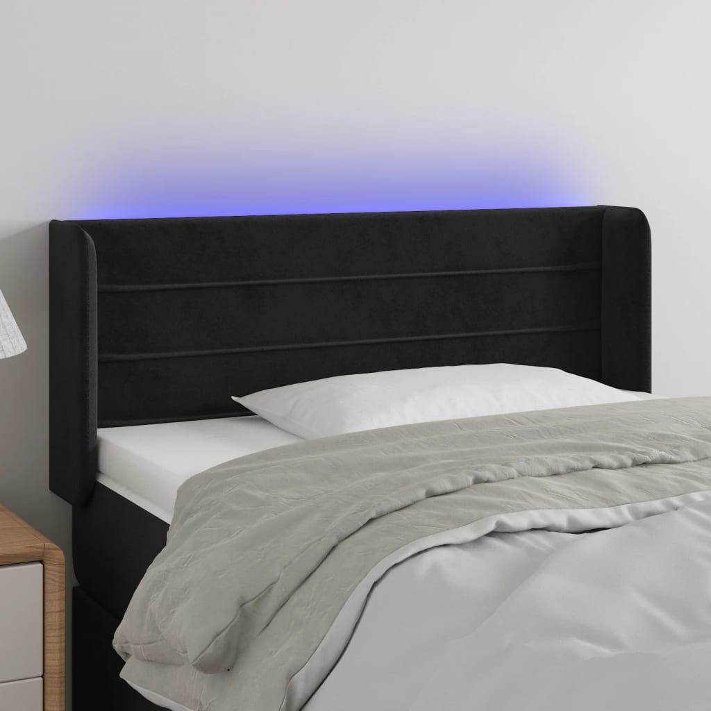 Hoofdbord LED 103x16x78/88 cm fluweel zwart is nu te koop bij PeponiXL, paradijselijk wonen!