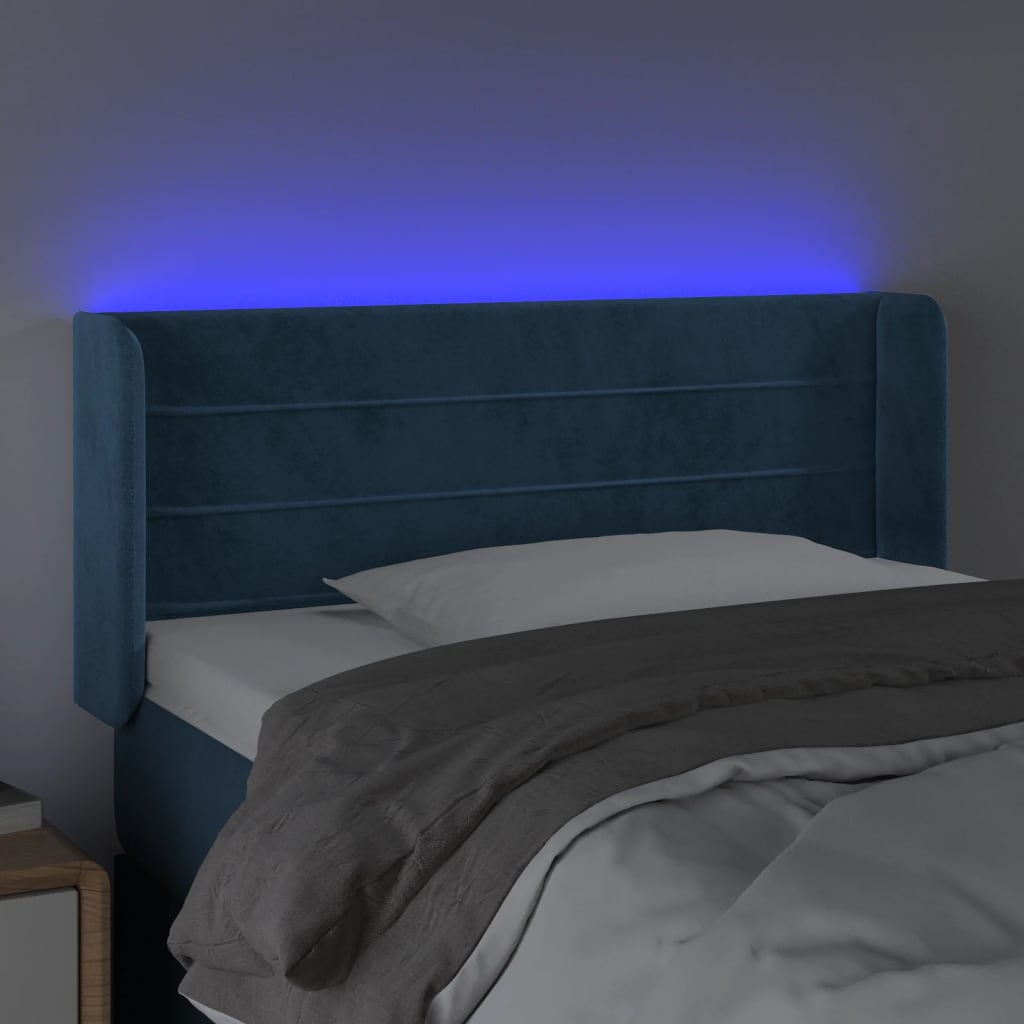 Hoofdbord LED 103x16x78/88 cm fluweel donkerblauw is nu te koop bij PeponiXL, paradijselijk wonen!