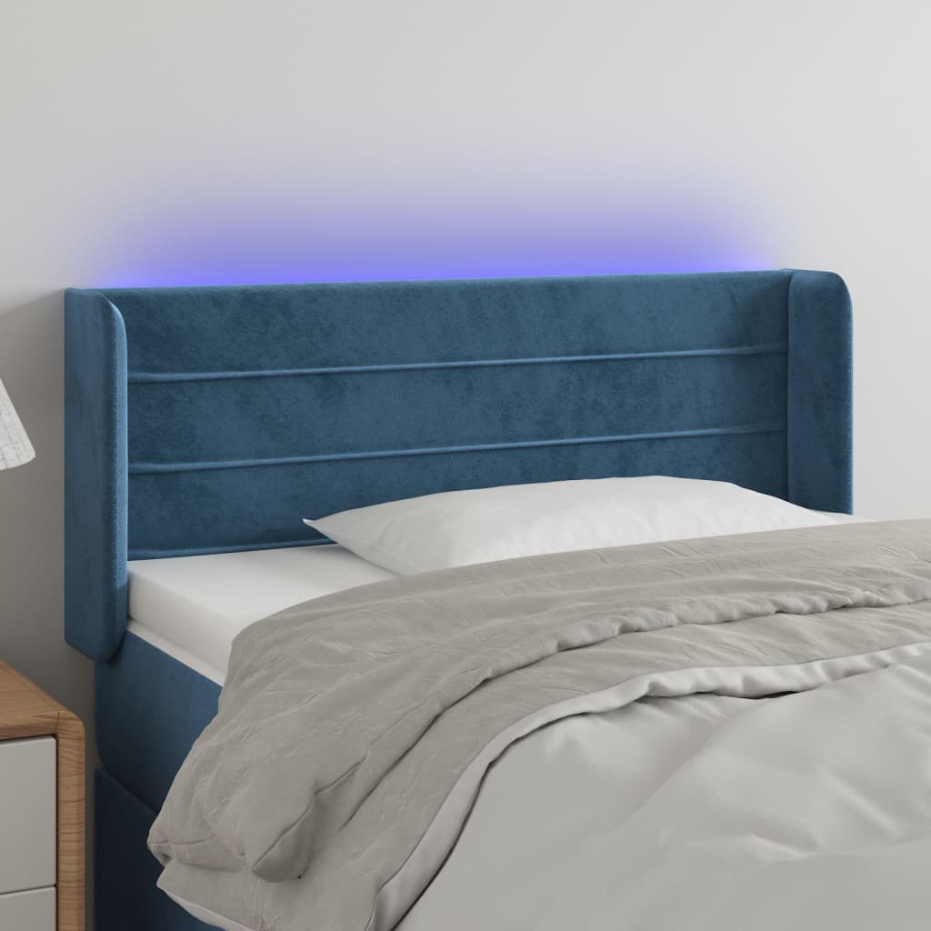 Hoofdbord LED 103x16x78/88 cm fluweel donkerblauw is nu te koop bij PeponiXL, paradijselijk wonen!