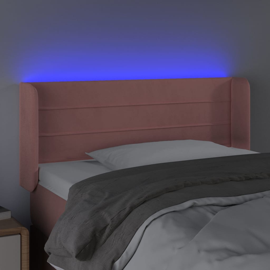 Hoofdbord LED 103x16x78/88 cm fluweel roze is nu te koop bij PeponiXL, paradijselijk wonen!