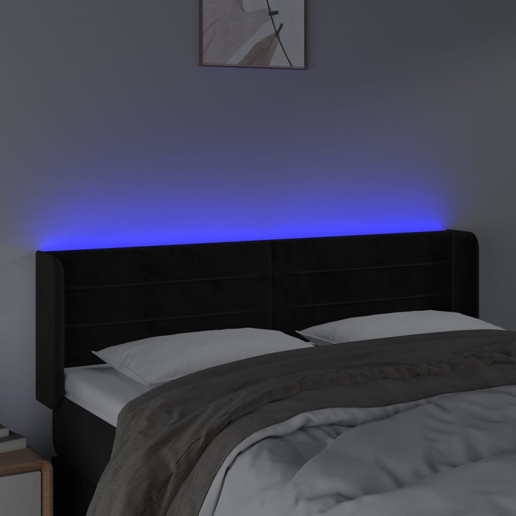 Hoofdbord LED 147x16x78/88 cm fluweel zwart is nu te koop bij PeponiXL, paradijselijk wonen!