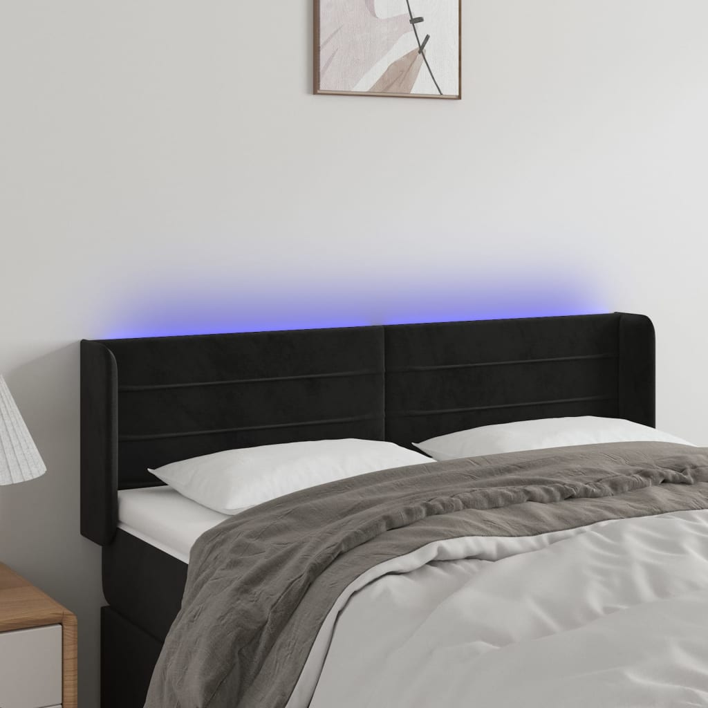 Hoofdbord LED 147x16x78/88 cm fluweel zwart is nu te koop bij PeponiXL, paradijselijk wonen!