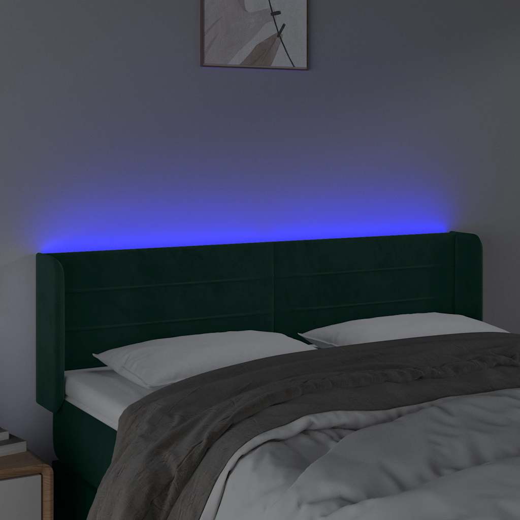 Hoofdbord LED 147x16x78/88 cm fluweel donkergroen is nu te koop bij PeponiXL, paradijselijk wonen!