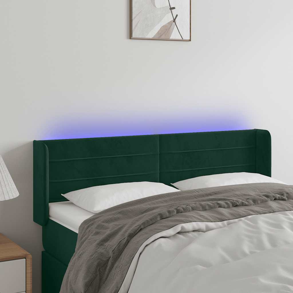 Hoofdbord LED 147x16x78/88 cm fluweel donkergroen is nu te koop bij PeponiXL, paradijselijk wonen!
