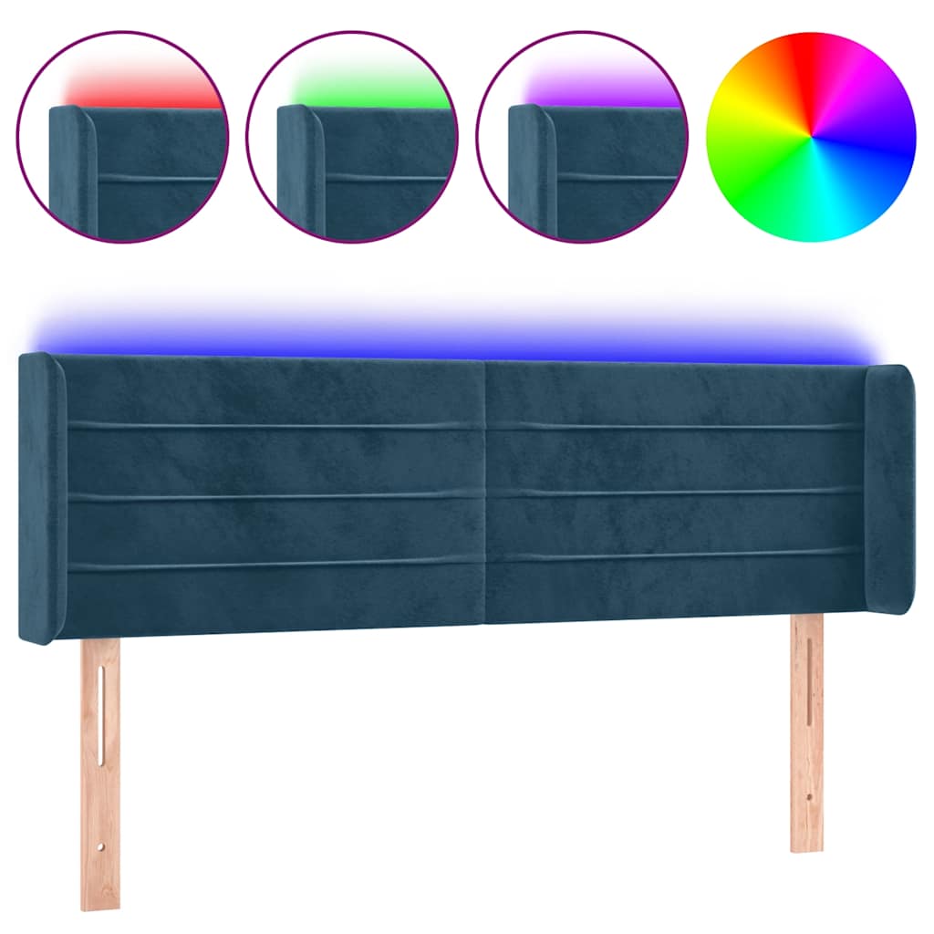 Hoofdbord LED 147x16x78/88 cm fluweel donkerblauw is nu te koop bij PeponiXL, paradijselijk wonen!