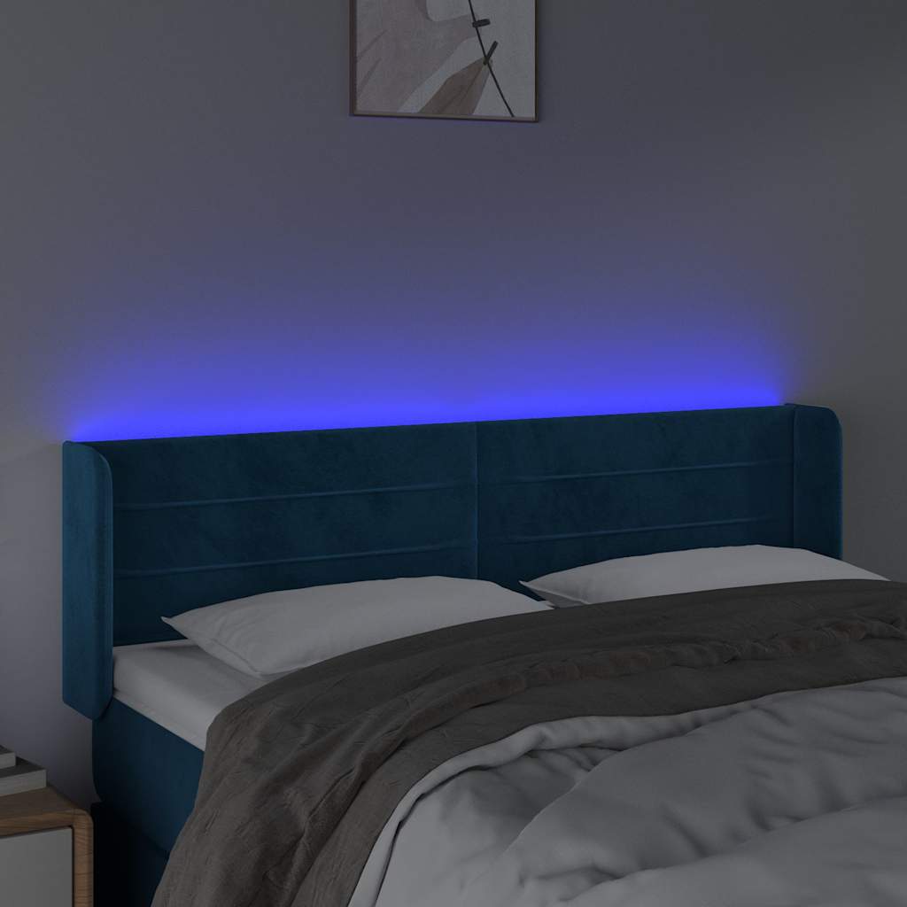 Hoofdbord LED 147x16x78/88 cm fluweel donkerblauw is nu te koop bij PeponiXL, paradijselijk wonen!