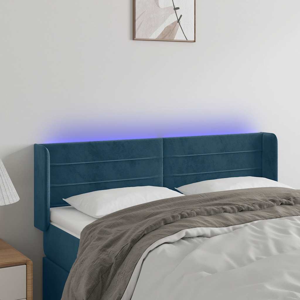 Hoofdbord LED 147x16x78/88 cm fluweel donkerblauw is nu te koop bij PeponiXL, paradijselijk wonen!