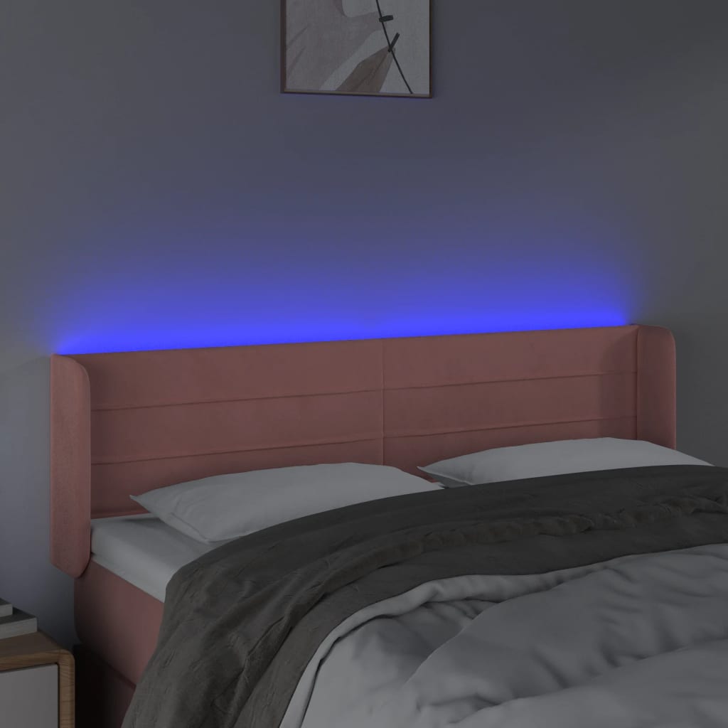 Hoofdbord LED 147x16x78/88 cm fluweel roze is nu te koop bij PeponiXL, paradijselijk wonen!
