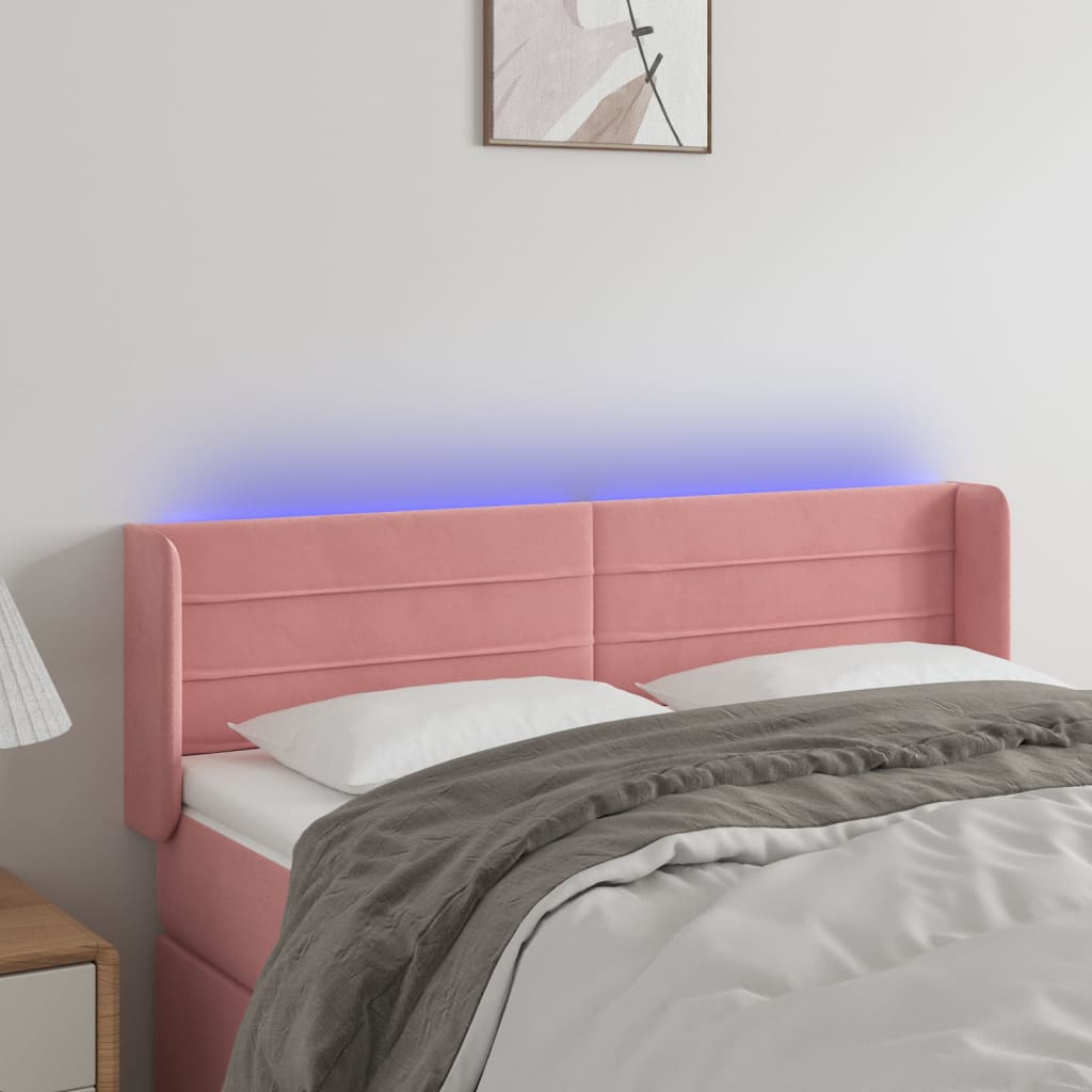 Hoofdbord LED 147x16x78/88 cm fluweel roze is nu te koop bij PeponiXL, paradijselijk wonen!
