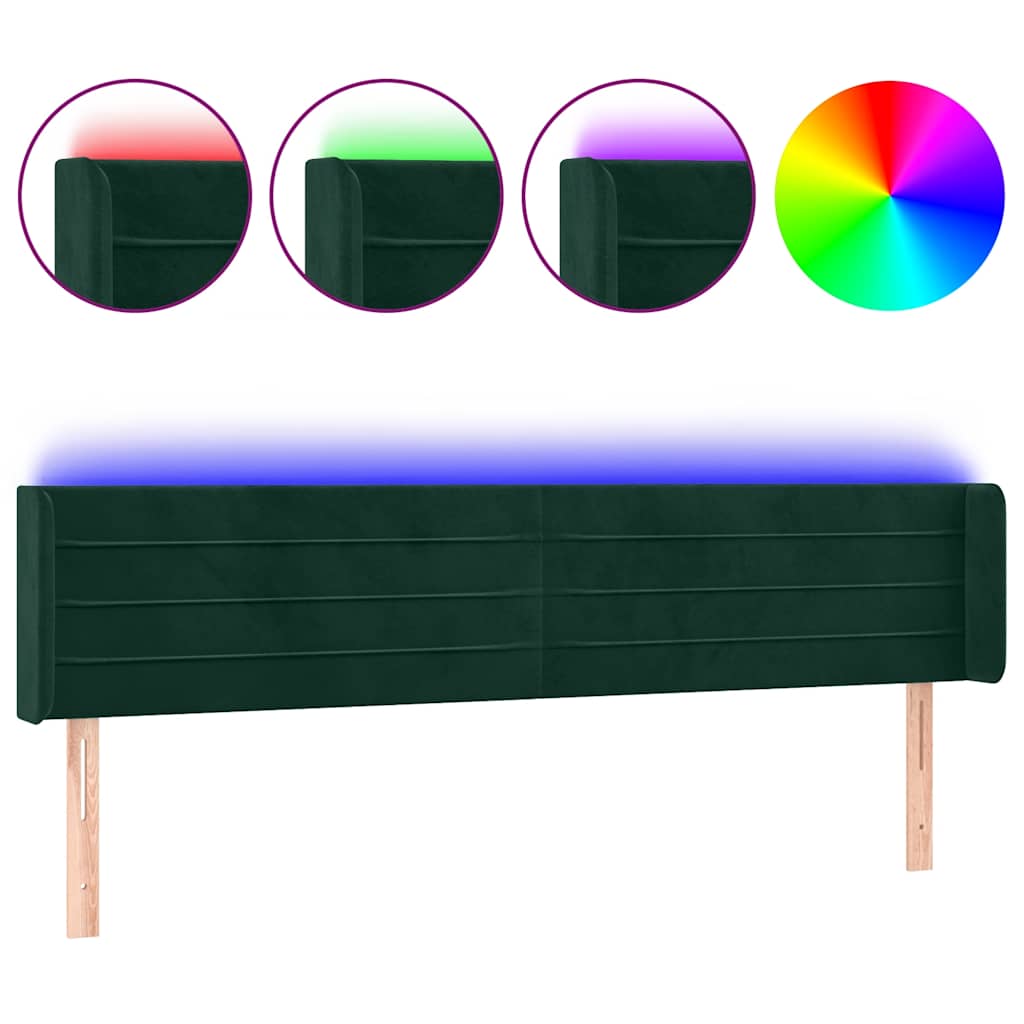 Hoofdbord LED 183x16x78/88 cm fluweel donkergroen is nu te koop bij PeponiXL, paradijselijk wonen!