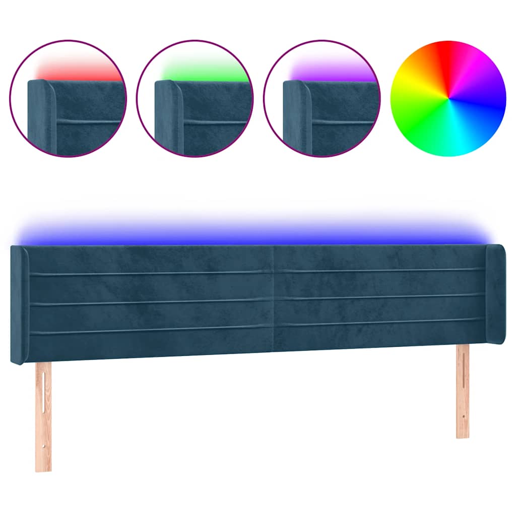 Hoofdbord LED 183x16x78/88 cm fluweel donkerblauw is nu te koop bij PeponiXL, paradijselijk wonen!