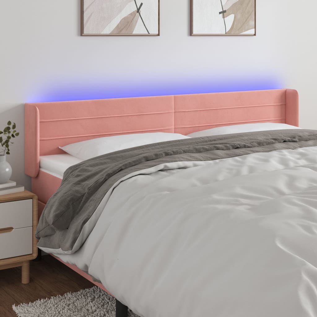 Hoofdbord LED 183x16x78/88 cm fluweel roze is nu te koop bij PeponiXL, paradijselijk wonen!