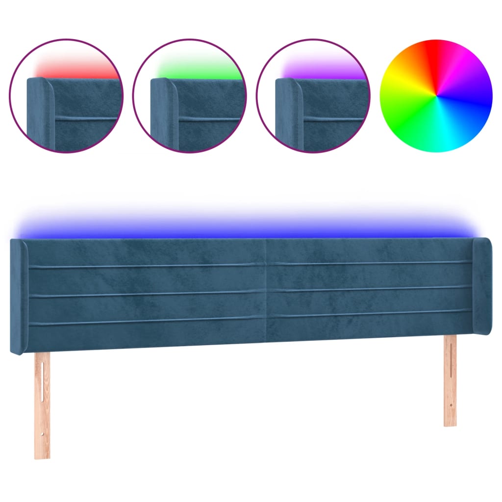 Hoofdbord LED 203x16x78/88 cm fluweel donkerblauw is nu te koop bij PeponiXL, paradijselijk wonen!