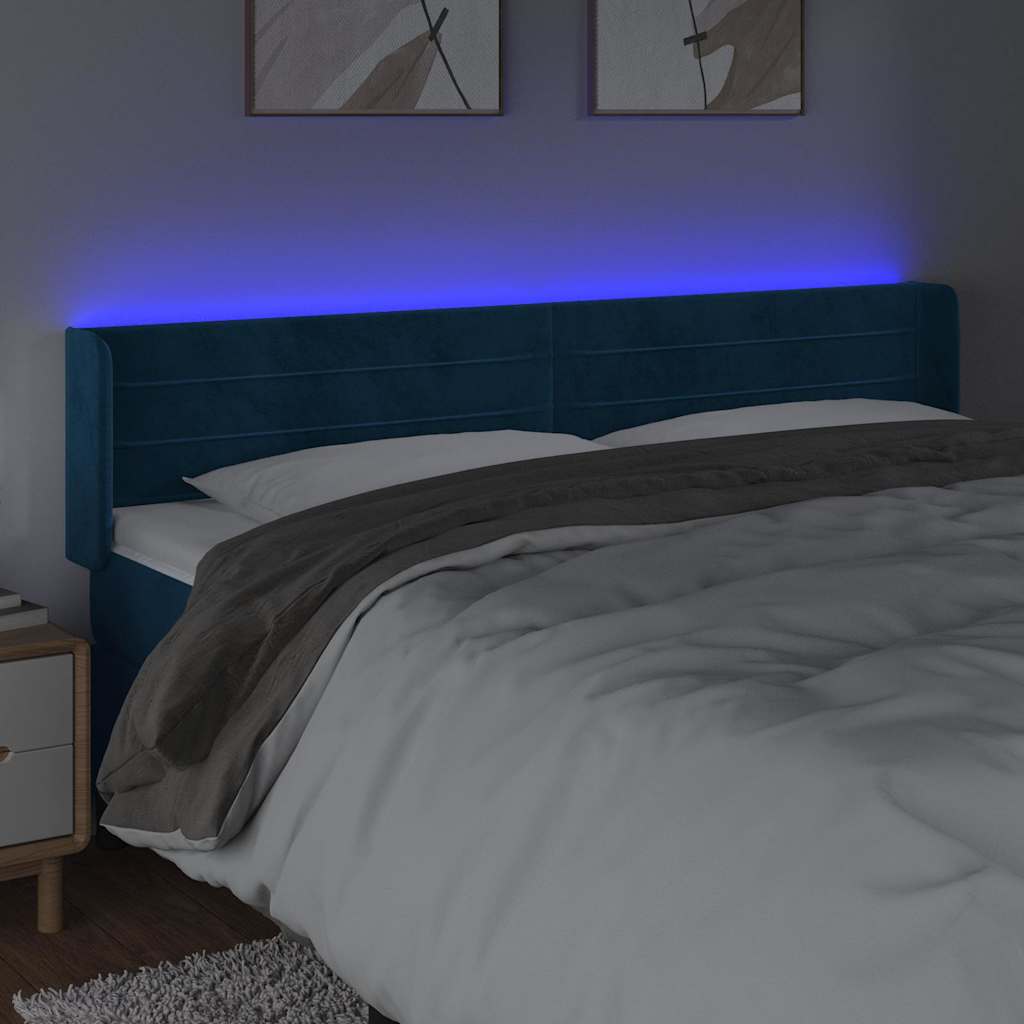 Hoofdbord LED 203x16x78/88 cm fluweel donkerblauw is nu te koop bij PeponiXL, paradijselijk wonen!
