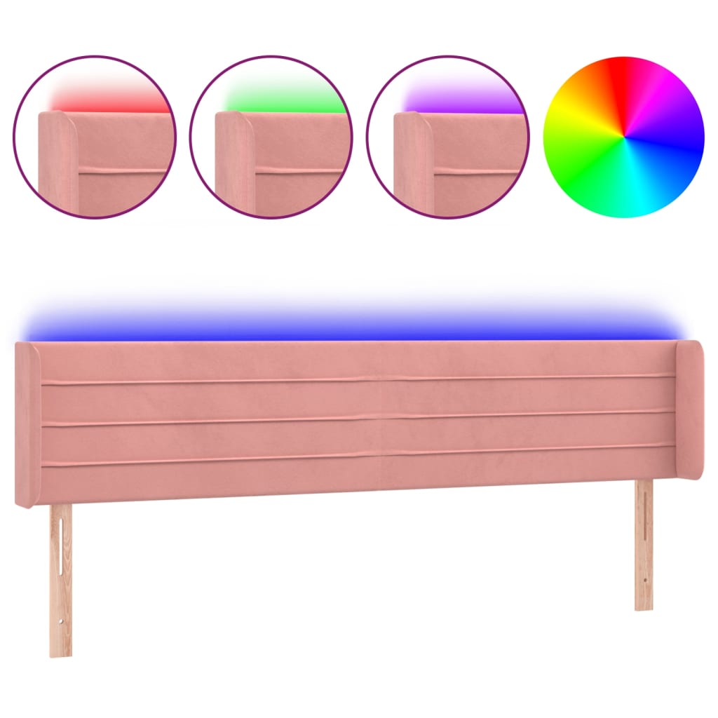 Hoofdbord LED 203x16x78/88 cm fluweel roze is nu te koop bij PeponiXL, paradijselijk wonen!
