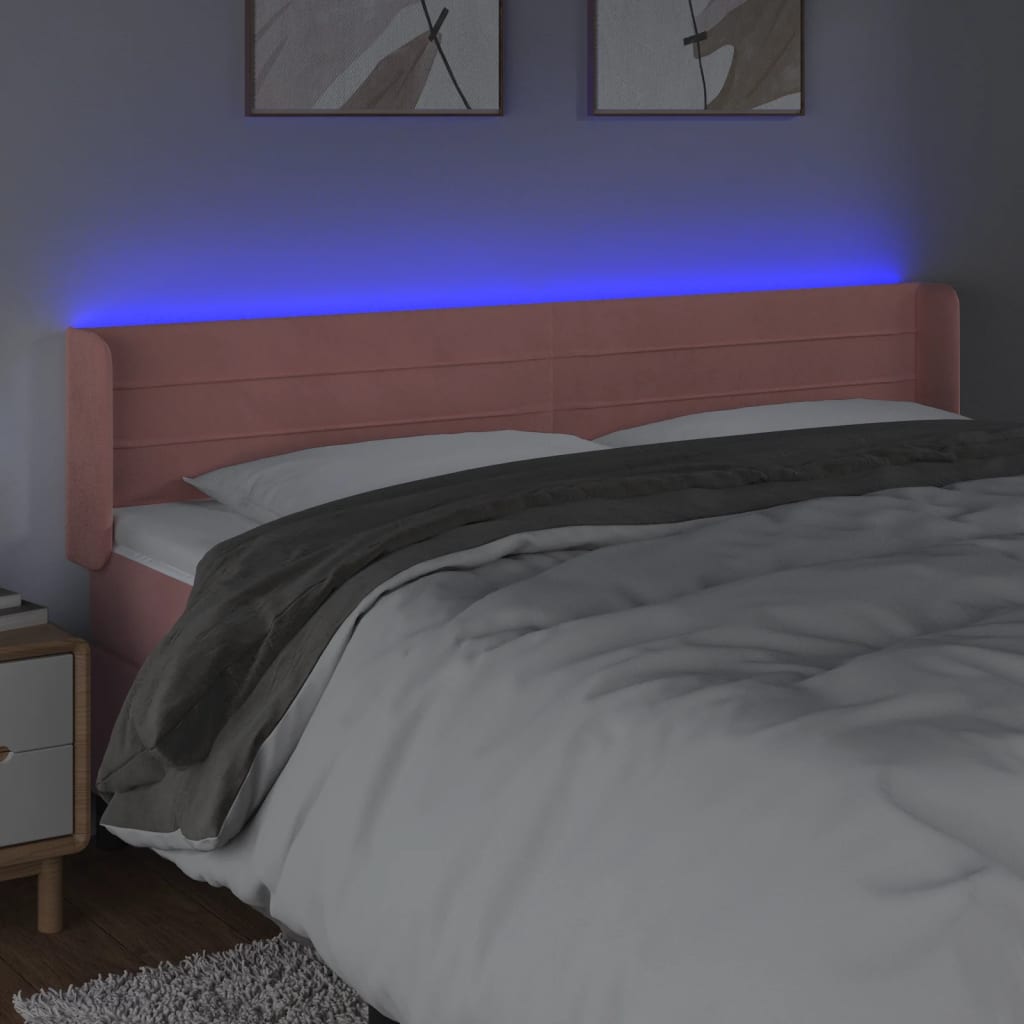Hoofdbord LED 203x16x78/88 cm fluweel roze is nu te koop bij PeponiXL, paradijselijk wonen!